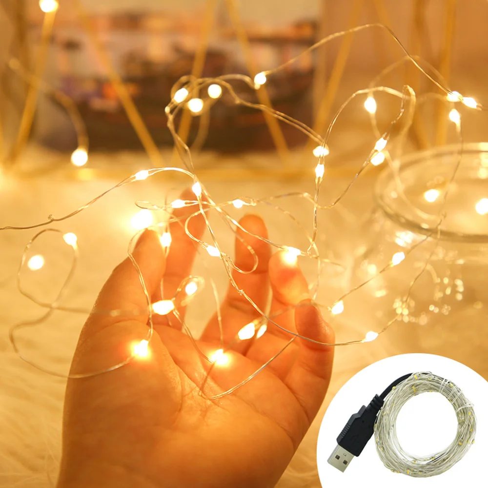 LED String Lights USB Copper Wire Garland Fairy Lights Outdoor Waterproof for Christmas Wedding Party Home Room Decorations