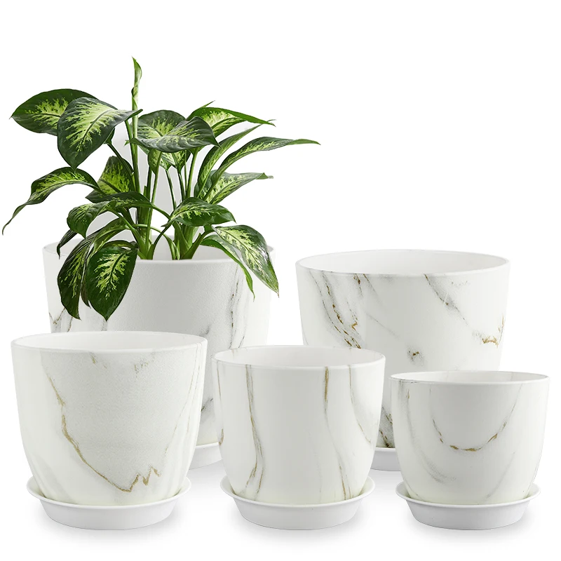 

Radish Flowerpots Flower New Plants Fleshy 5pcs Thickened Marble Indoor Plastic Nordic Simple White Green Pots