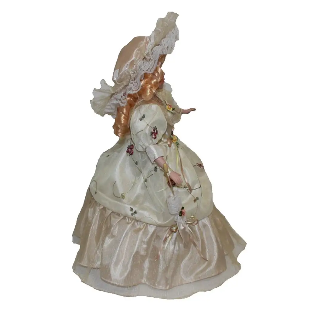 40cm Ceramic Figure Beige Floral Dress Collectibles