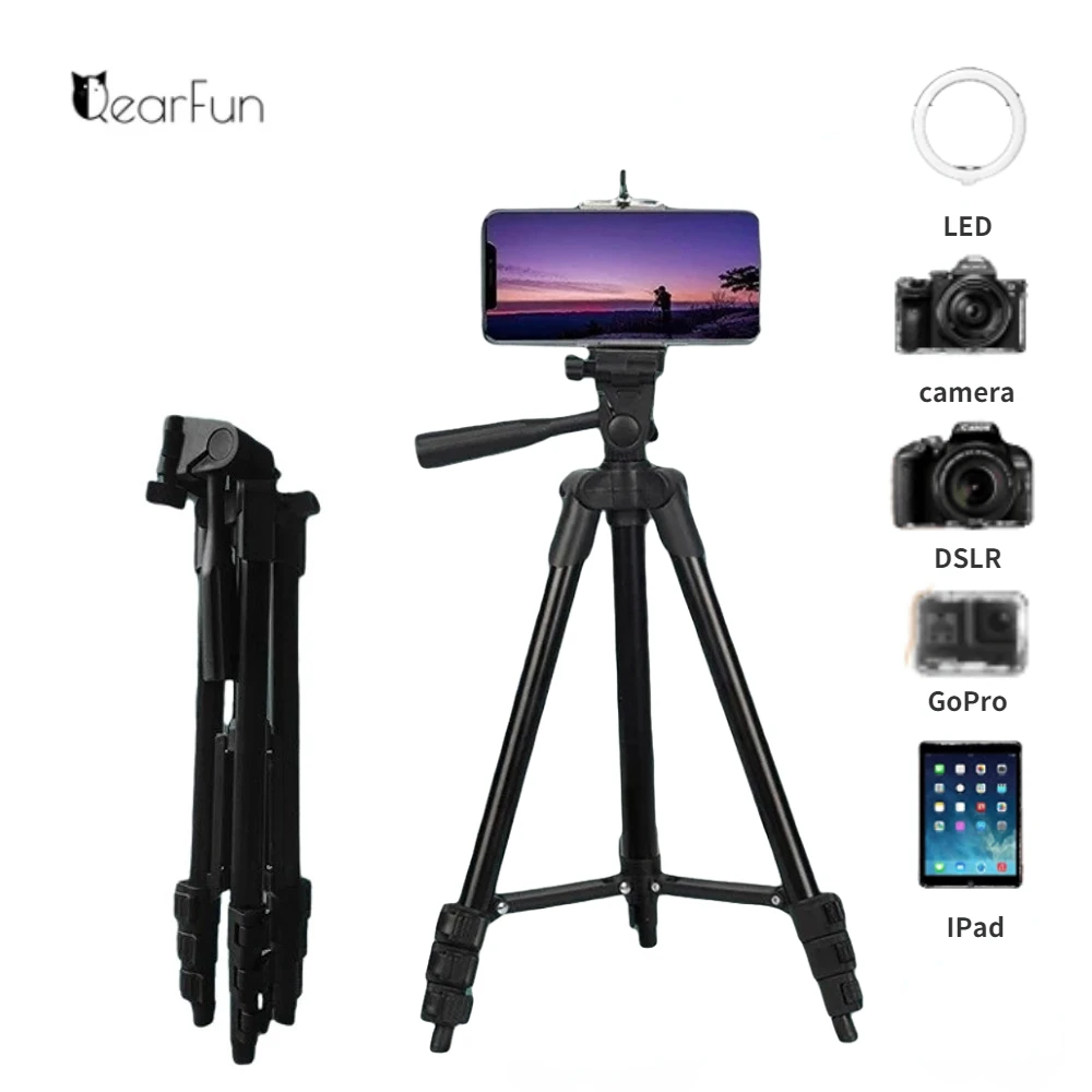 

DSLR Flexible Tripod Portable Extendable Travel Lightweight Stand for Gopro iPhone Samsung Xiaomi Huawei Phone Live Youtube
