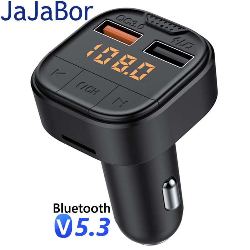 

JaJaBor FM Transmitter Car MP3 Player Siri Voice Assistance QC3.0 Dual USB Fast Charging Car Charger Bluetooth Handsfree Car Kit
