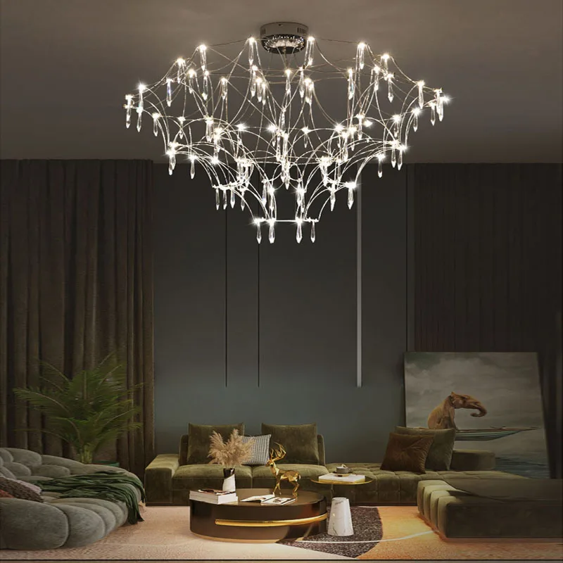 

LED Postmodern Starry Sky Crystal Golden Chrome Designer Lamparas De Techo Lustre Ceiling Light.Ceiling Lamp For Living Room