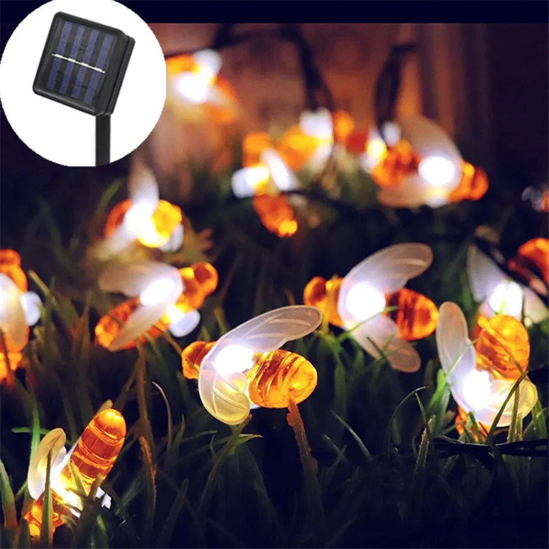

Cute Honey Bee String Fairy Light Bee Outdoor Garden Patio 2023 Christmas Decorations Fairy Lights Garland Solar Light Outdoors
