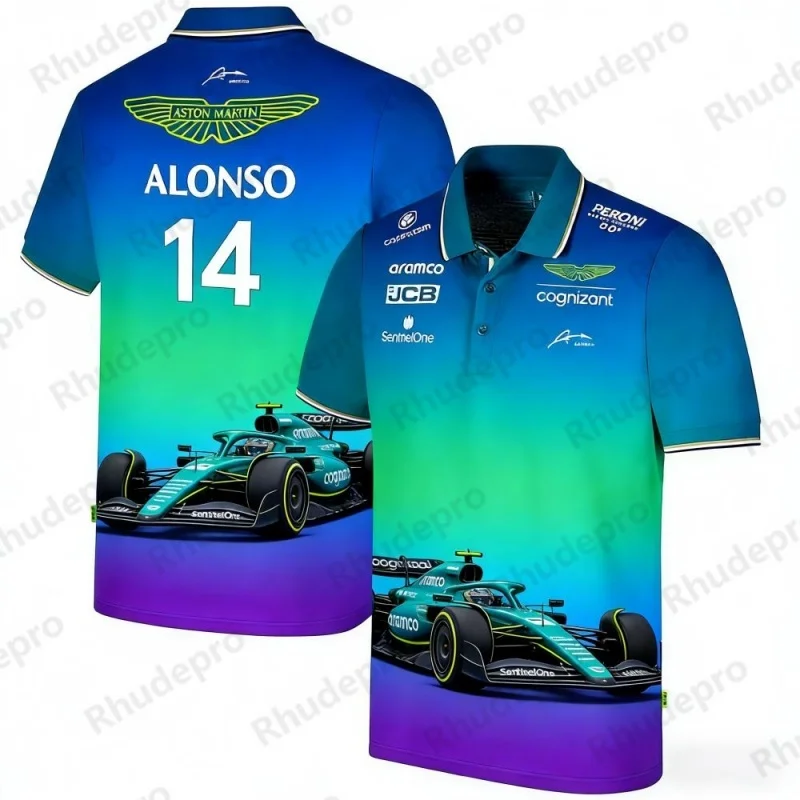 Футболка-поло Aston Martin Team Alonso 14 Racing Theme с коротким рукавом для любителей автоспорта, повседневная спортивная одежда (art.: 3920da427e8ff) - 3920da427e8ff