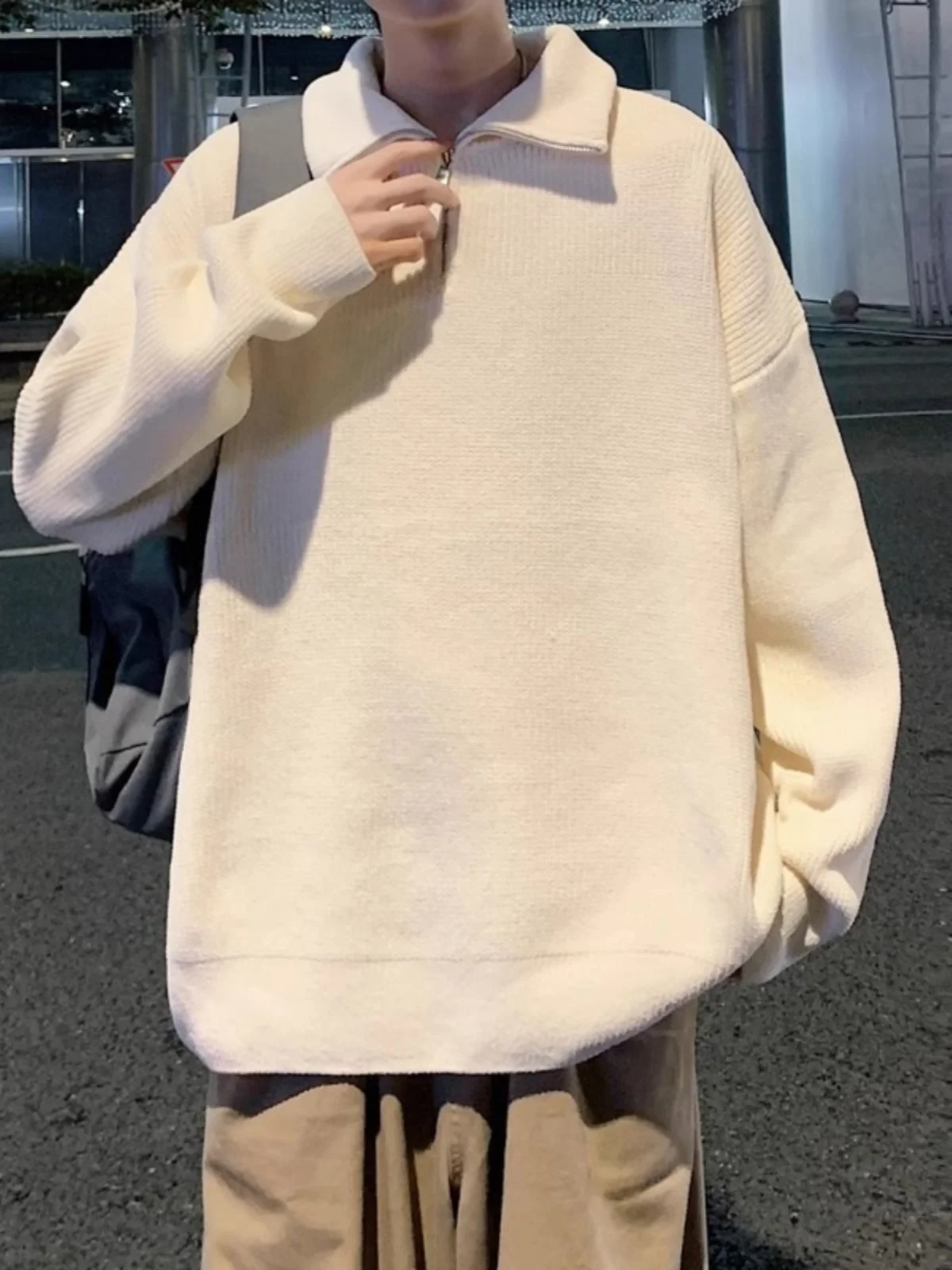 Свитер с лацканами мужская осенне-зимняя свободная рубашка без рукавов модная