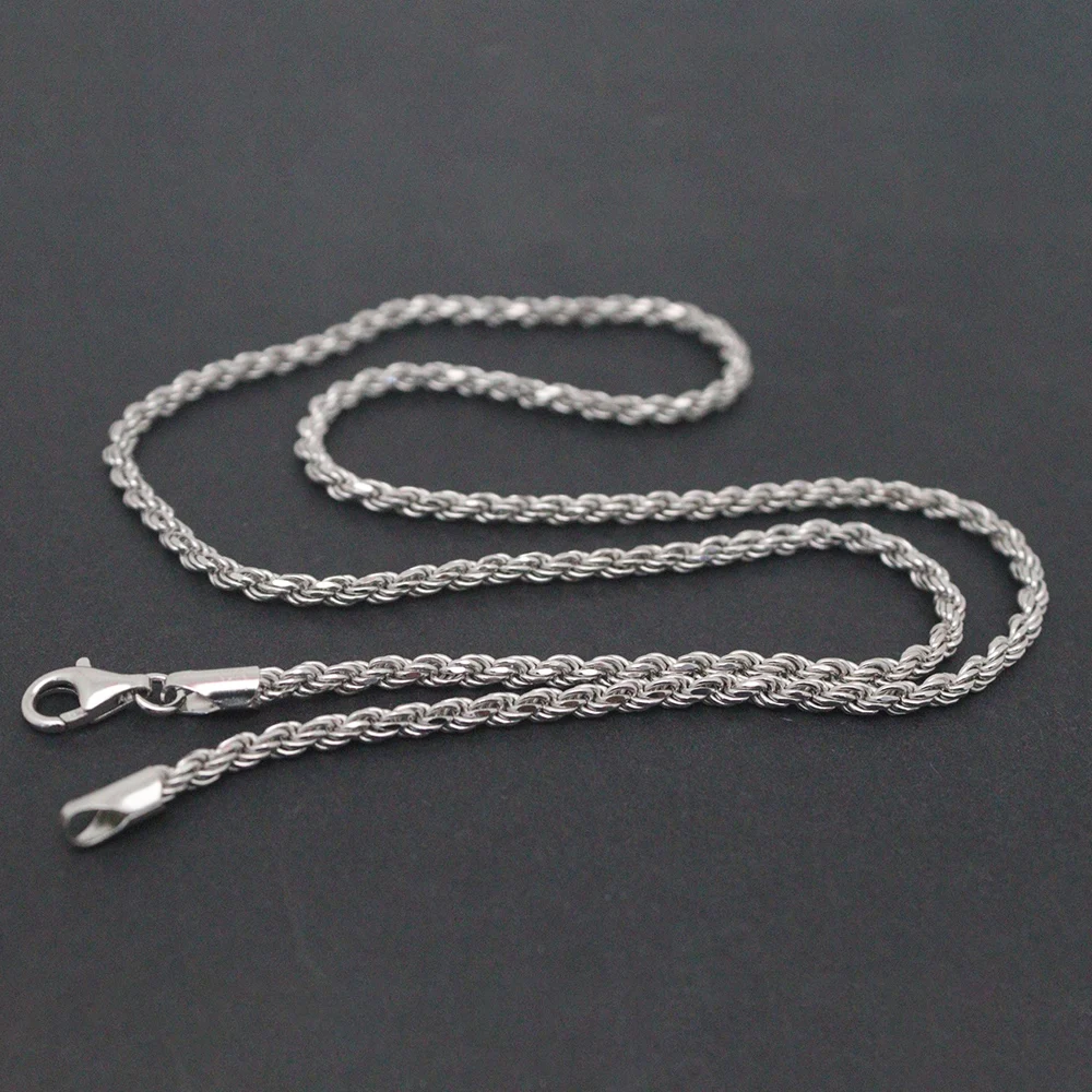 Лидер продаж стерлинговое серебро S925 3 мм веревочная цепочка женское ожерелье с