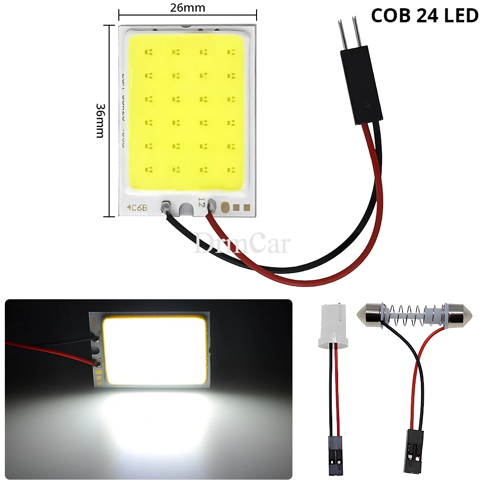 

1 шт. T10 C5W COB 16/24/36/48SMD белая автомобильная купольная лампа для чтения светодиодная внутренняя панель гирлянда парковочный номерной знак дверной светильник 12 В