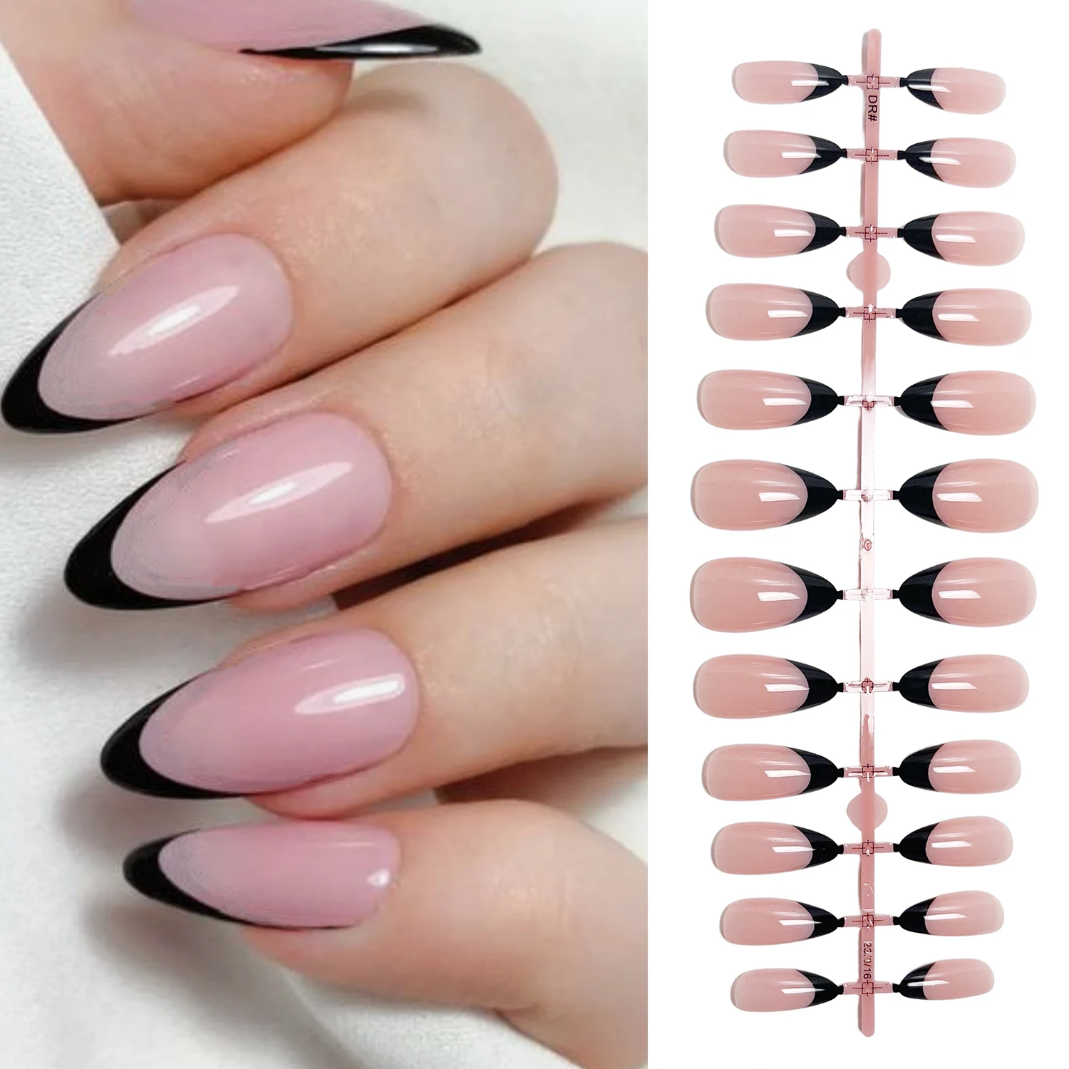 

Накладные ногти из черного французского миндаля, матовые накладные ногти с нажимом, накладные ногти с полным покрытием, искусственные ногти для наращивания, съемные, 120 шт.