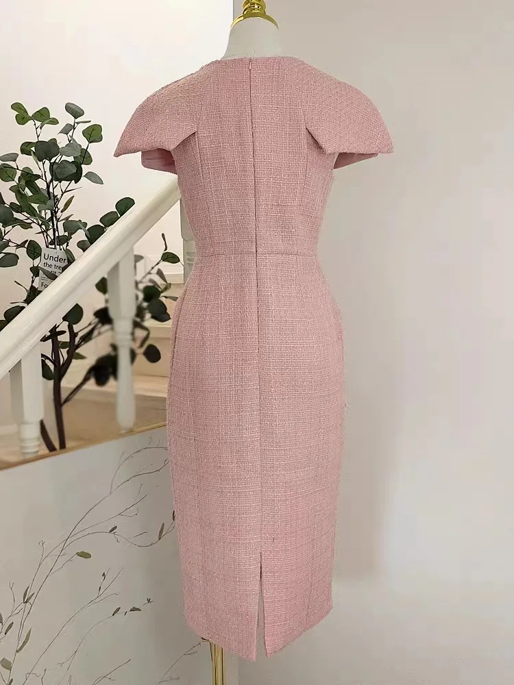 Высококачественное искусственное розовое грубое твидовое маленькое