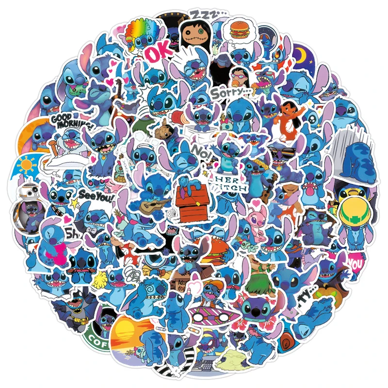 

Fashion 100Pcs Kawaii Anime Cute Stickers Stitch Classic Toys for Skateboard Laptop Bicycle Guitar Graffiti Sticker for Kids Toy