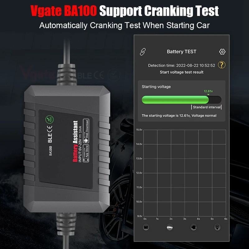 1 шт. автомобильный диагностический анализатор батареи BA100 Bluetooth 4.0