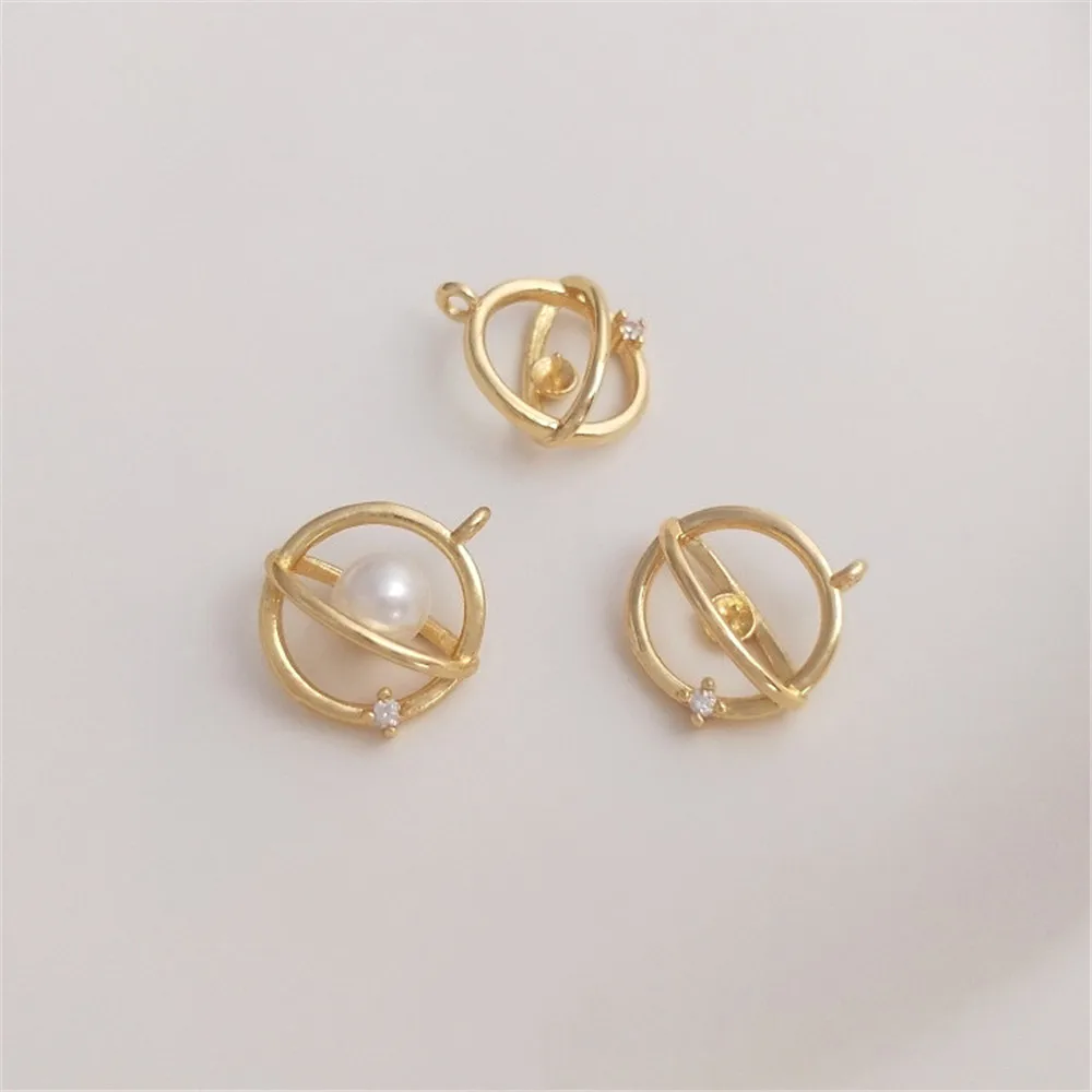 

14K Gold Filled Plated Half hole crystal pearl set star pendant DIY clavicle necklace bracelet pendant jewelry pendant