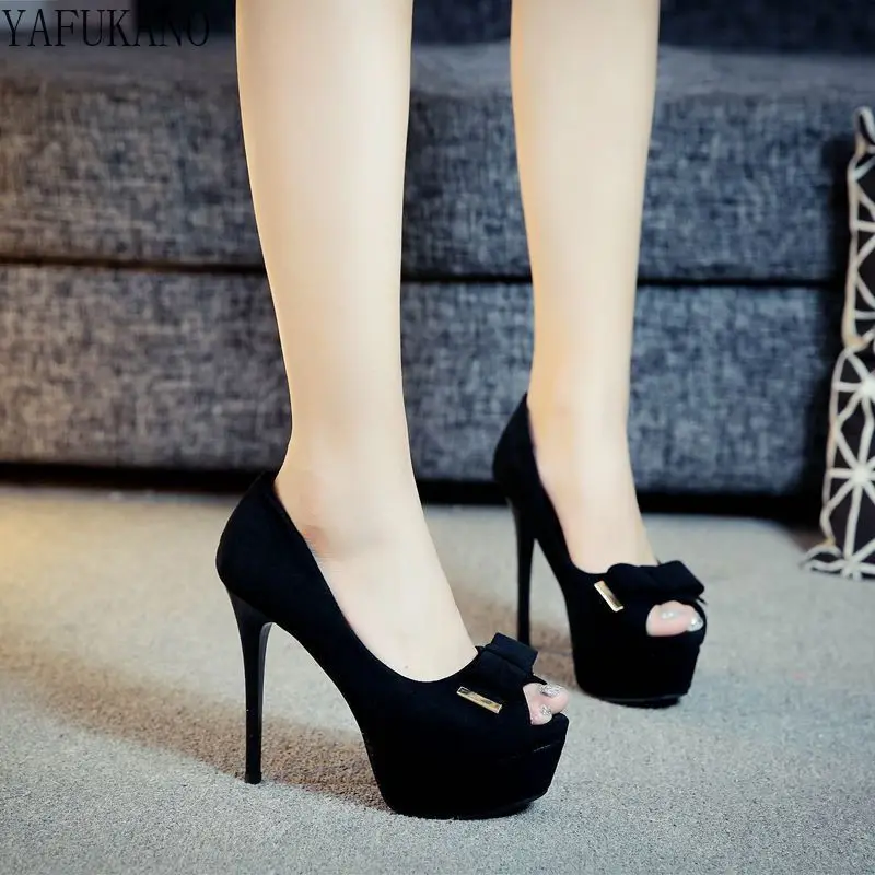 Женские туфли на высоком каблуке 12 см с бантом | Обувь