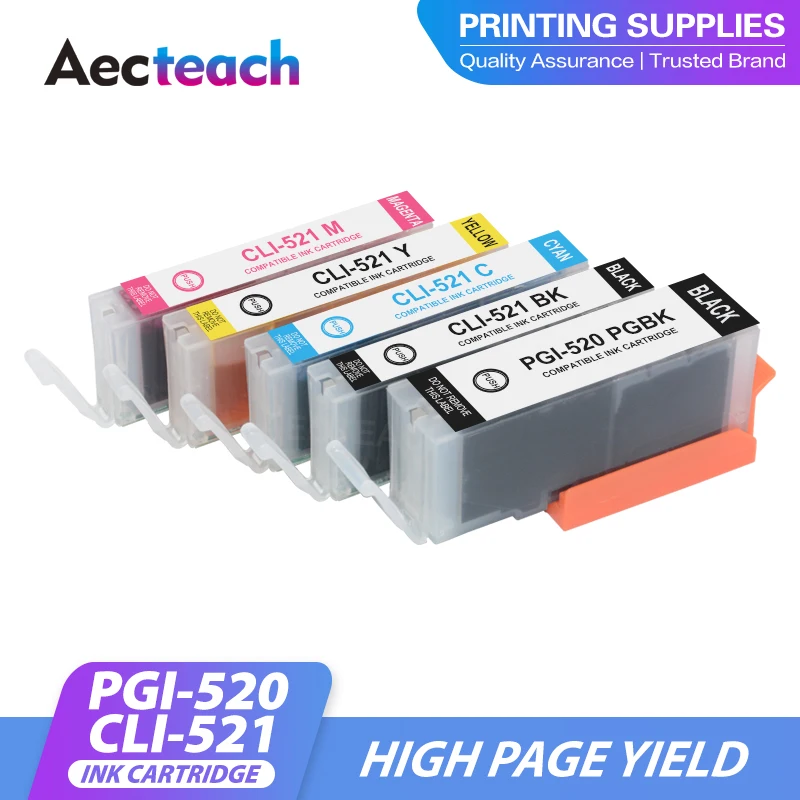 Новый чернильный картридж aecучебного принтера PGI 520xl CLI 521xl совместим с Canon Pixma IP4600