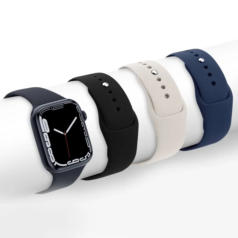 Silicone Strap For Apple Watch Band 44mm 40mm 45mm 41mm 49mm 42mm 38mm sport band bracelet iwatch series 8 7 se 3 4 5 6 Ultra