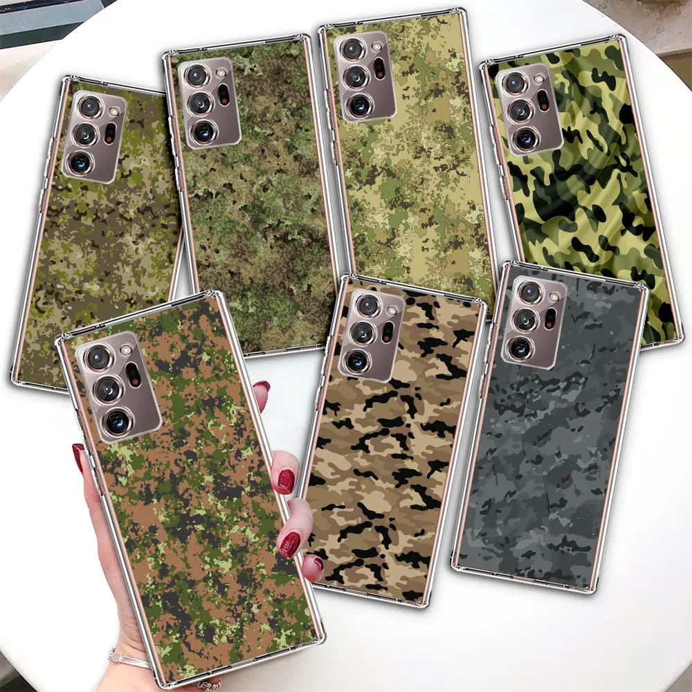 

Case for Samsung Galaxy Note 20 Ultra 10 Lite 9 8 TPU Transparent Phone Cover S23 S21 S20 FE S22 Plus Army Military Camouflage