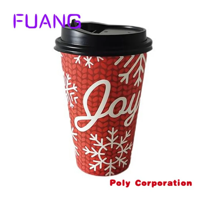 Hot Drink Paper Cup Disposable Coffee Cup With Lids Custom Milk Tea Beverage Cup Takeaway Packages