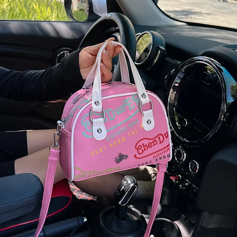 

2023 Boston Classic Women Bag Fashion Cartoon Graffiti Handbag Tote High Quality PU Leather Shoulder Crossbody Bag Female Bolsos
