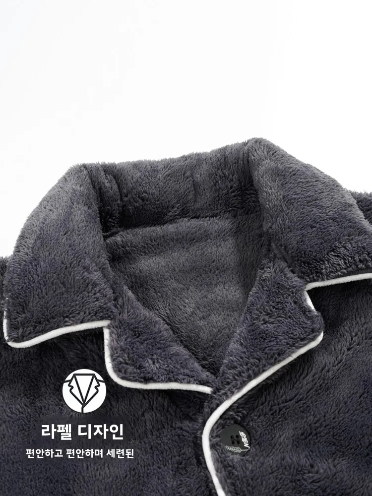 Langsha Пижамы мужские осенне-зимние фланелевые утолщенные теплые можно носить на