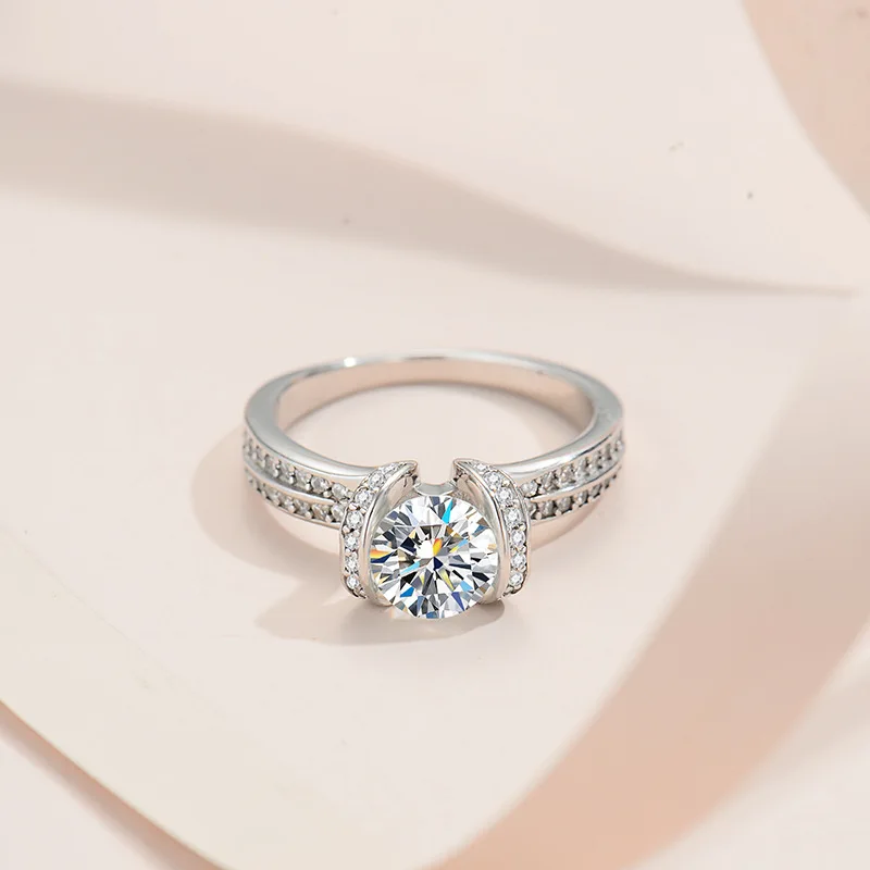 

1 карат муассанит обручальное кольцо белое D VVS роскошное Серебро S925 пробы женские ювелирные украшения Прямая поставка