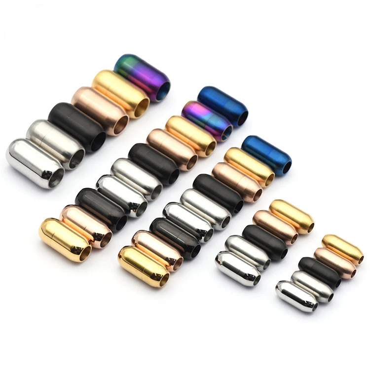 

10pcs/lot Cylinder Magnetic Clasp for DIY Making Leather Bracelets Polished 316L Stainless Steel Long Bracelet Buckles Wholesale