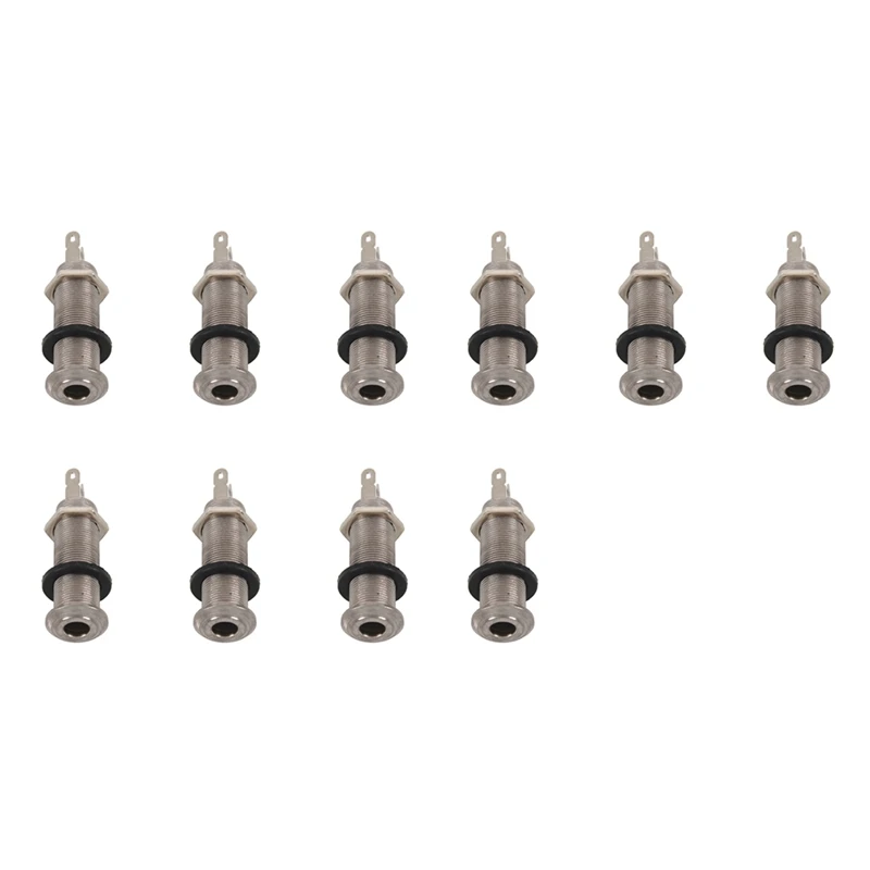 

10X Electric Guitar Jack Chrome Threaded Cylinder Output Input Jack Plug Sockets 1/4 Inch For Electric Guitar