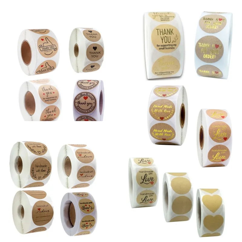 

500 шт./рулон, термонаклейка «ручная работа с любовью»