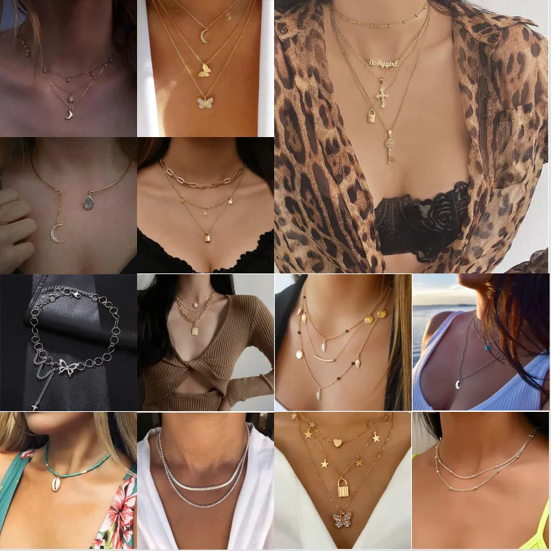 

Hot Vintage Fashion Chain Women Necklace Stainless Necklace for Women Jewelry