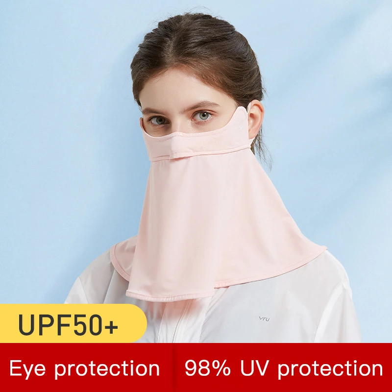 

Sunscreen Riding Mask Woman Face Neck Protector Sunshade Face Cover Anti-UV Ice Silk Cold Feeling Mask Ear Scarf Tropical Veil