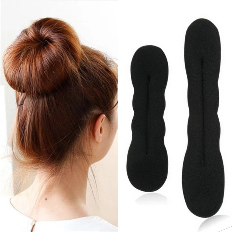 

Multi size Sponge Black Hair Styling Donut Bun Curler Maker Ring Magic Foam Donut Twist Tool Hair Clip 17.5cm and 22.5cm