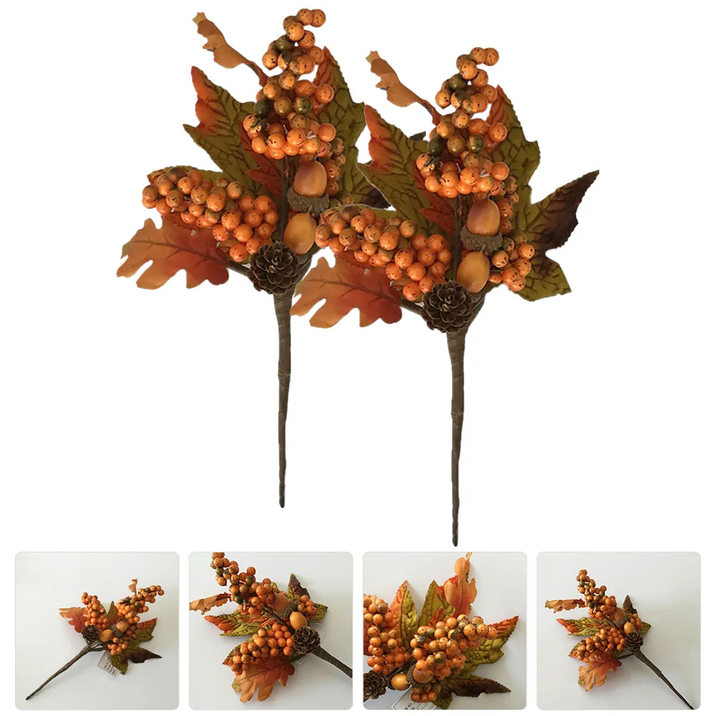 

Fall Berry Maple Leaf Picks Artificial Fake Stems Branches Stem Branch Leaves Thanksgiving Wreath Autumn Decor Decoration