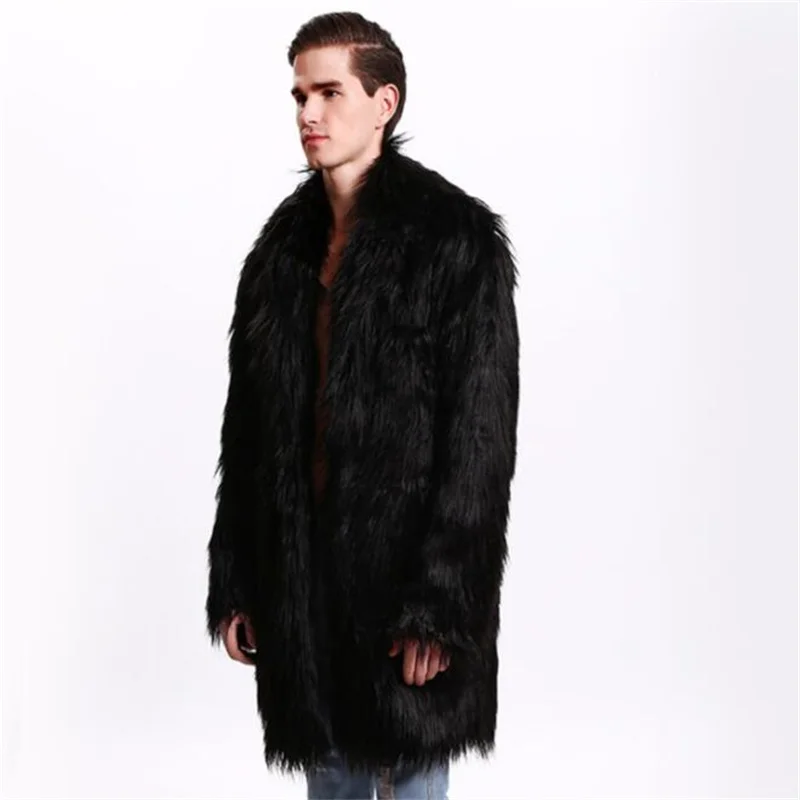 Autumn long faux mink leather jacket mens winter thicken warm fur leather coat men slim jackets jaqueta de couro fashion B57