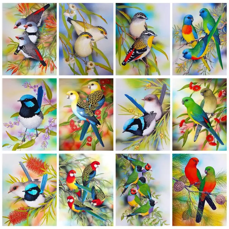 

GATYZTORY Acrylic Painting By Numbers Handicrafts Birds On Tree Coloring By Numbers Wall Decor For Adults Artwork Diy Set Gift