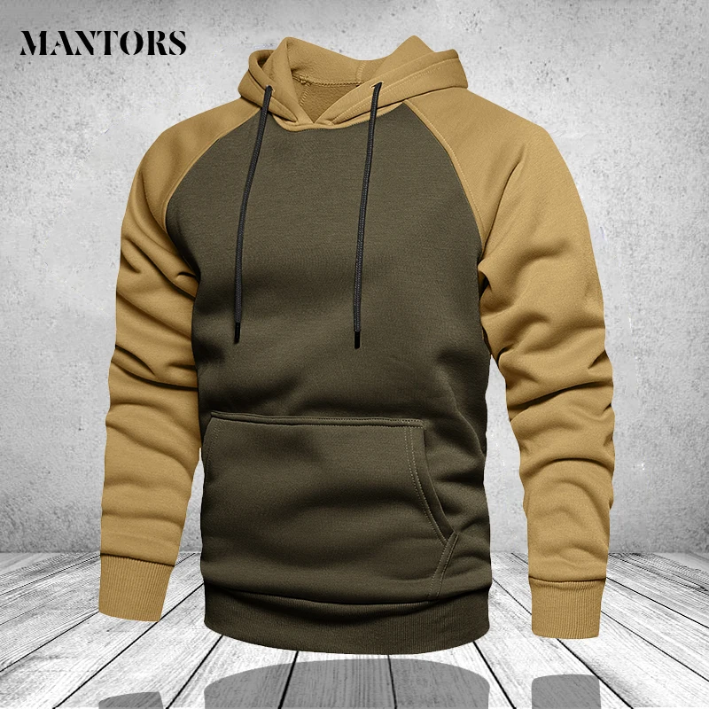 

Armygreen Patchwork Hoodies Men Fashion Patchwork Hooded Sweatshirts Male Winter Spring Streetwear Casual Pullover Men's Coats