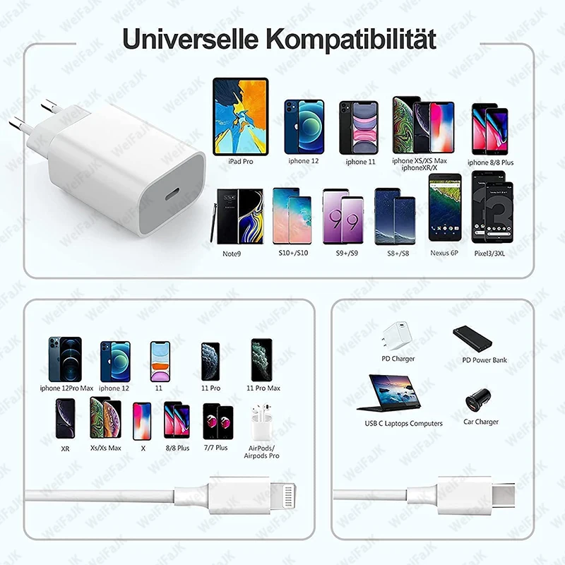 Apple Original PD 20W быстрое зарядное устройство для iPhone 13 12 11 Pro Max Mini X XS XR AirPods iPad USB C к