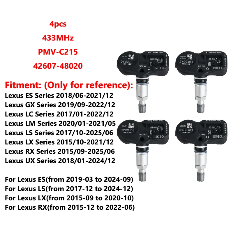 

42607-48020 4260748020 PMV-C215 Новый датчик давления в шинах 433 МГц для Lexus ES GX LC LM LS LX RX UX Series 433 МГц TPMS 2018-2024 гг.