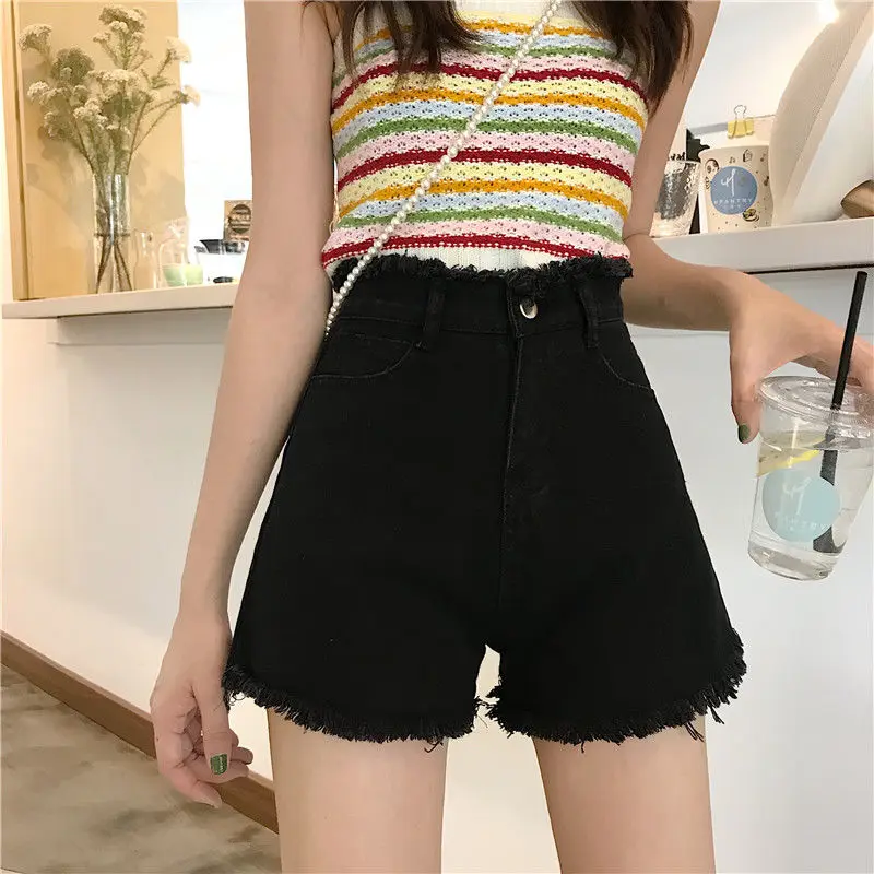 Summer y2k Denim Shorts Women's Clothing 2023 New Spring Korean Chic Large Size Waist Slim Wide Leg Hot Shorts Pants AC279