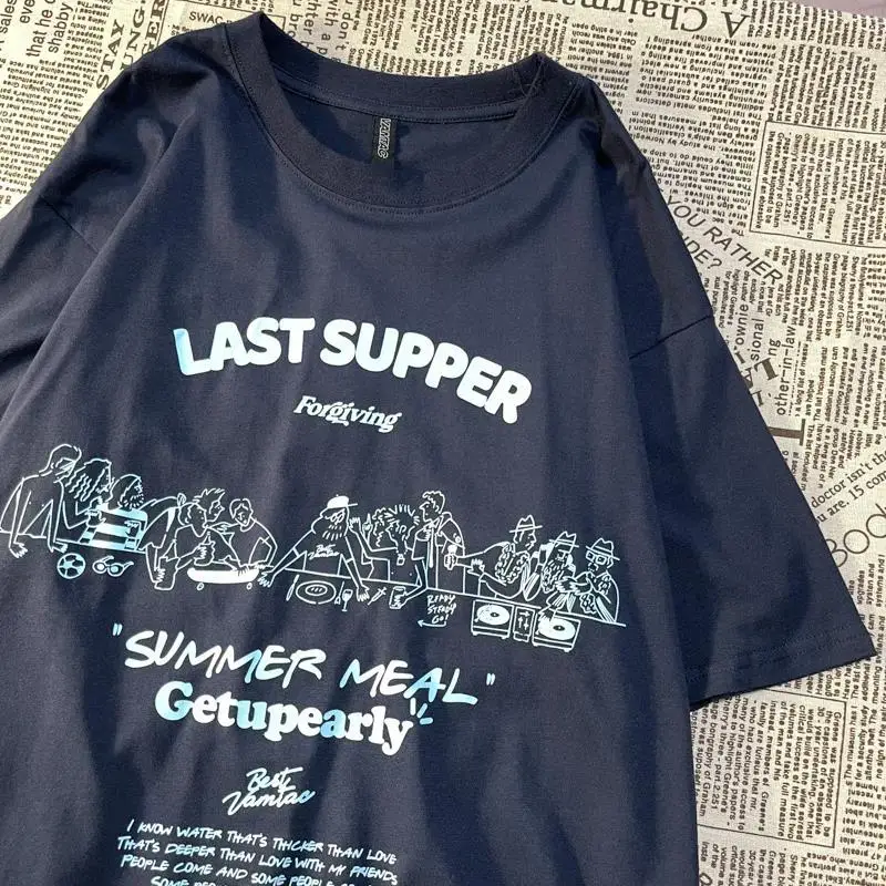 

Футболка мужская оверсайз в стиле Харадзюку, уличная одежда в стиле хип-хоп, рубашка в европейском и американском стиле, с коротким рукавом, Y2K, на лето