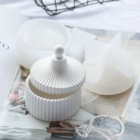 silicone storage box mold diy crystal epoxy resin mold round stripe jewelry organizer candle cup storage box mold for resin