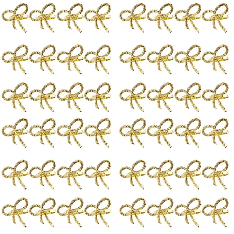 

Простое Золотое кольцо для салфеток, Бабочка, галстук-бабочка, пряжка для салфеток, ткань для отеля, ресторана, кольцо для салфеток, 48 шт.