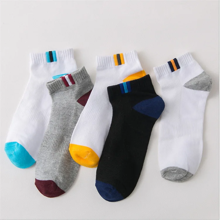 5 Pairs Men's Ankle Socks Invisible Socks Summer Breathable Thin Sport Cotton Socks Silicone Antiskid Boat Socks Low-Cut Socks