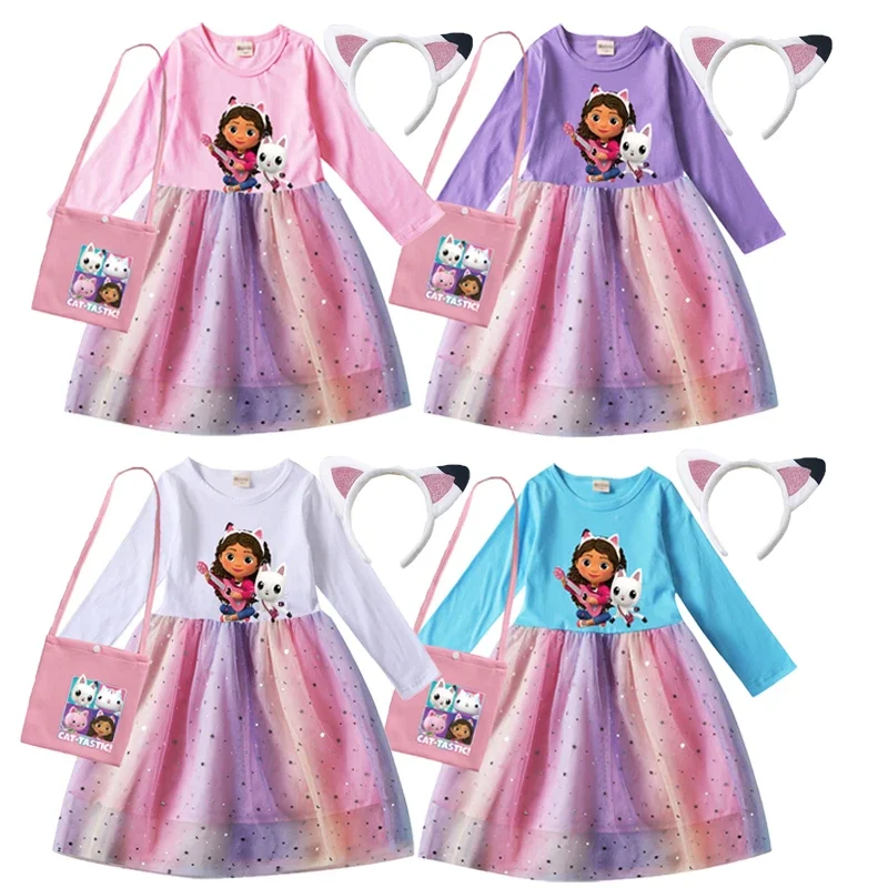 Детское платье для косплея Gatby с длинным рукавом изображением кошек кукольного