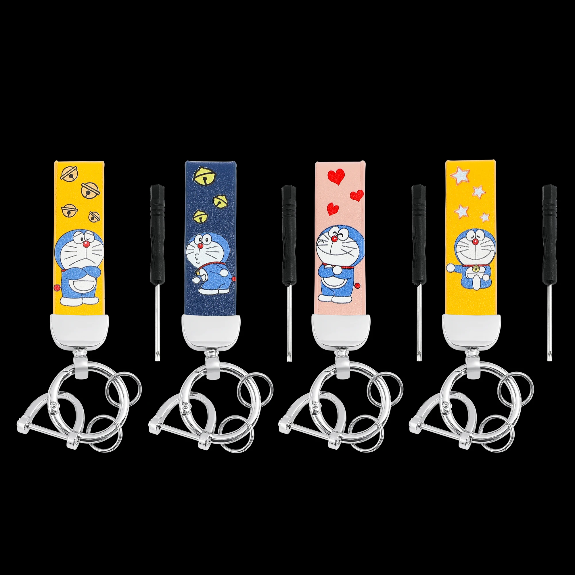 

Classic Anime Doraemon Leather Keychain Kawaii Cartoon Figure Doraemon Keyrings for Backpack Car Key Holder Cute Accessories
