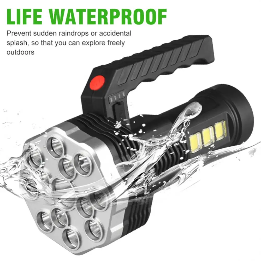 

Super Bright LED Flashlight Ultra Powerful Tactics Torch Light Rechargeable COB Side Light 4Modes Outdoor Camping Hiking Lantern
