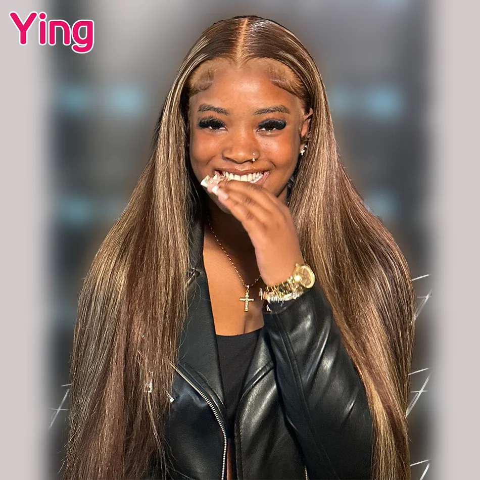 

Ying 180% 4/27 Highlight Omber Bone Straight 13X6 Lace Frontal Wigs Preplucked 13x4 Transparent Lace Wig Remy 5X5 Wigs For Women
