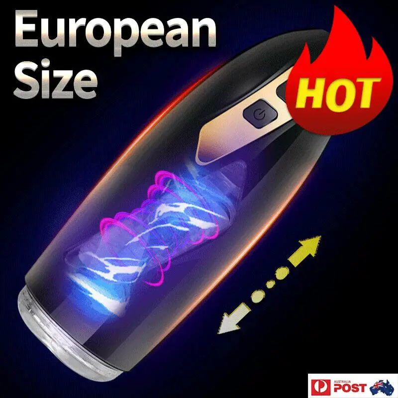 Male Masturbation Cup Automatic Telescopic Rotation Real Pussy European Size