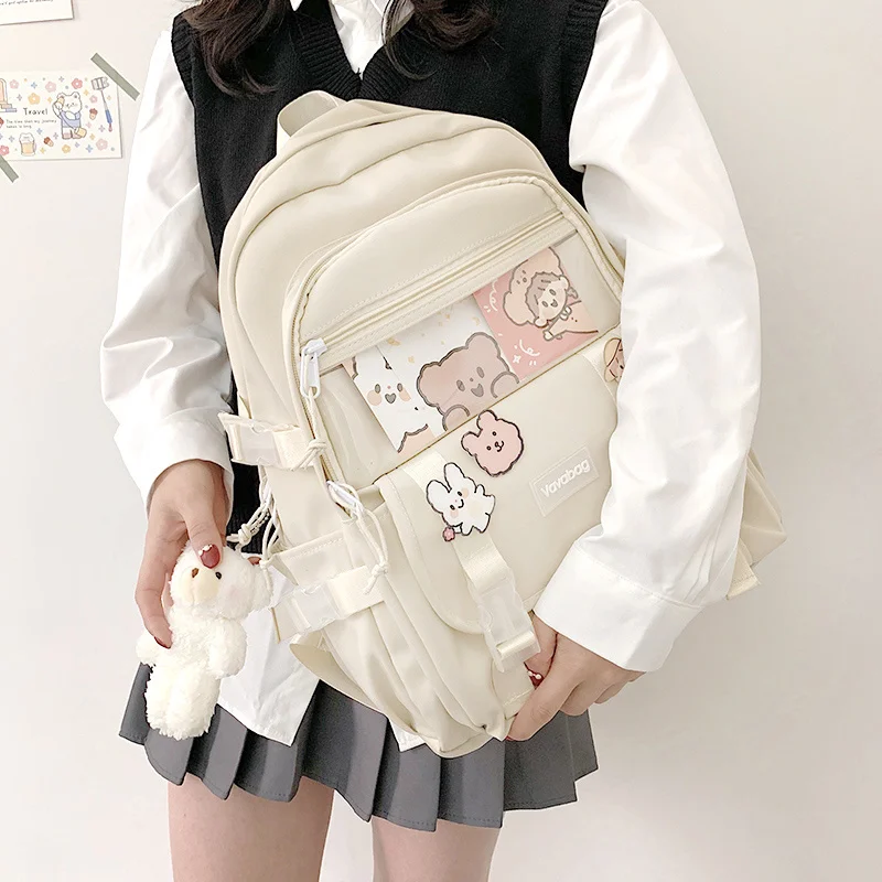 

Waterproof Women Backpack For Teenager Kawaii Girl Female School Bag Nylon Black Cute Students Bookbag Colourful Blue