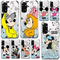mickey minnie disney couple phone case for redmi note 11 11s 11t 10 10s 9 9s 9t 8t 8 pro plus transparent soft shell cover funda