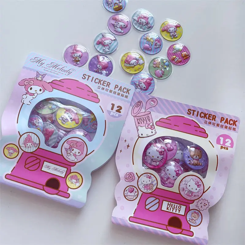 

TAKARA TOMY Hello Kitty three-dimensional capsule sticker 12 pieces into birthday gift kindergarten reward