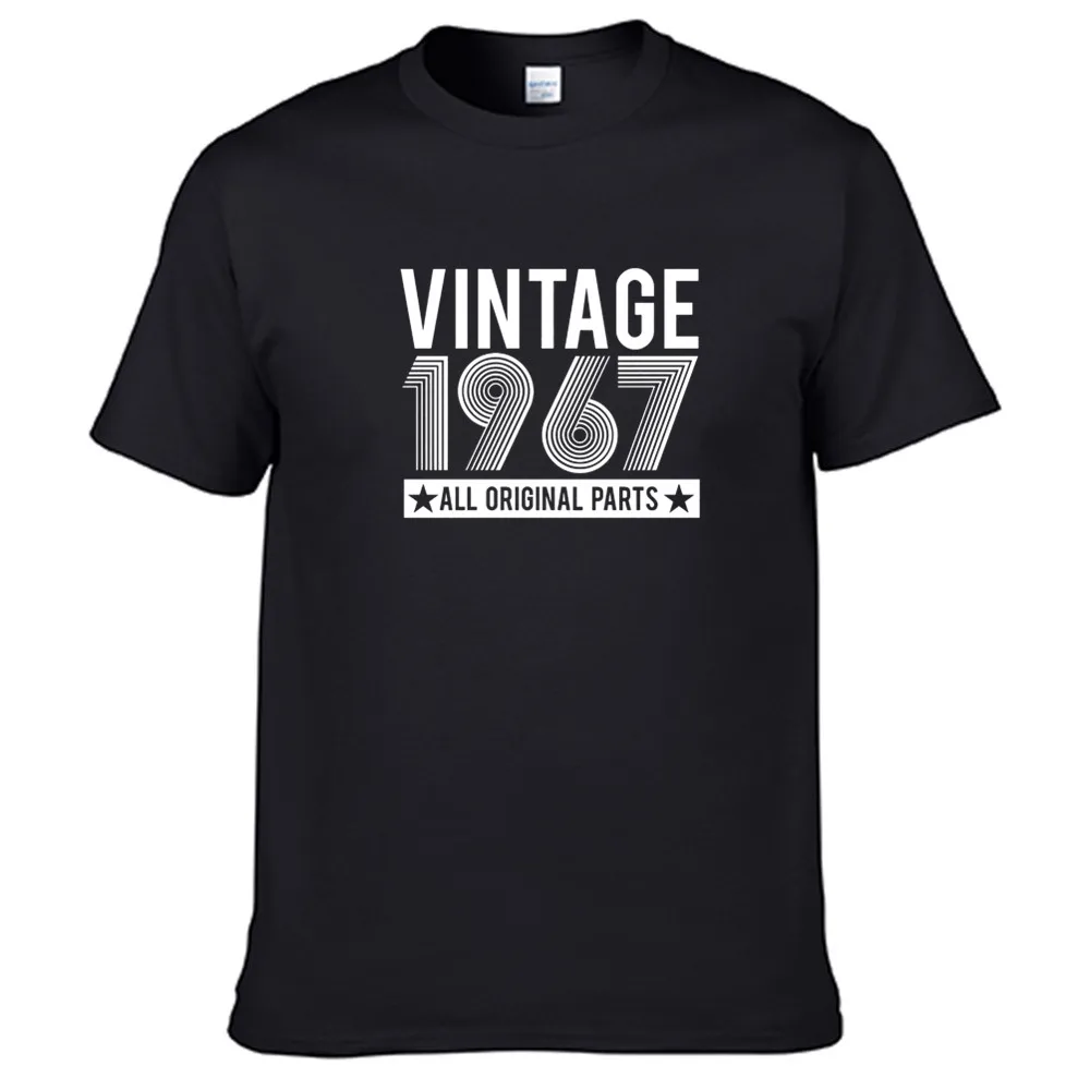 

Vintage 1967 Retro Casual T Shirt Men's Summer Black 100% Cotton Short Sleeves O-Neck Tee Shirts Tops Tee Unisex